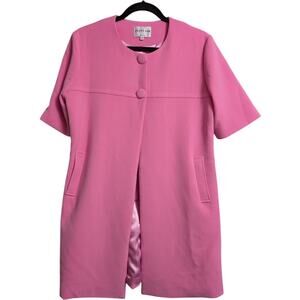 Patty Kim Pink Front Buttons Coat Short Sleeves Vintage Size M